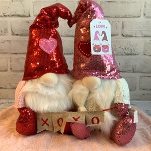 Love & Cupcakes Red & Pink Sequin Hat Twin Valentine Gnomes